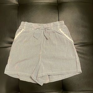 Striped twill shorts
